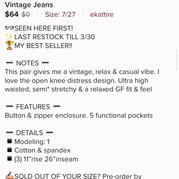 HENDRIX— Vintage Jeans - Picture 6 of 6